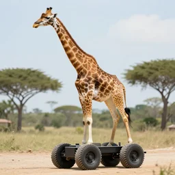 giraffe with wheels for legs