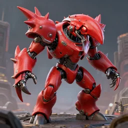 red kon - dam with spiked beaks. zoidberg beak wearing droid armor, dynamic pose. science fiction, portrait by donato giancola and greg rutkowski and wayne. hyper detailed. rendered in 3 0 0 0 cycles. top all time r / imaginarycyberpunk.