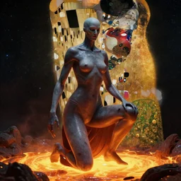 infested god seeking enlightenment in deep space, hyperrealistic, high contrast, molten setting, royo, giger, klimt,