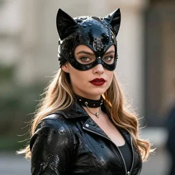 Margot Robbie as Catwoman, vertical wallpaper, XF IQ4, 150MP, 50mm, F1.4, ISO 200, 1/160s, natural light