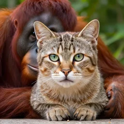 a feline cat - orangutan - cat - hybrid, animal photography, felidae, pet