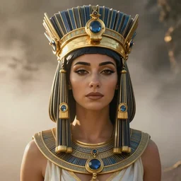 Beautiful aesthetically pleasing regal Cleopatra portrait, face centered portrait, Confident, fog, volumetric lighting, beautiful, golden hour, sharp focus, ultra detailed, conceptartworld by Leesha Hannigan, Ross Tran, Thierry Doizon, Kai Carpenter,Ignacio Fernández Ríos