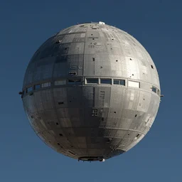 spherical spaceship in the sky by Stephan Martiniere, masterpiece , volumetric light
