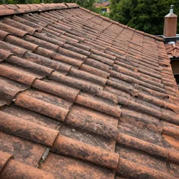 tiled roof, dirty, shot on 8 k canon, award winning