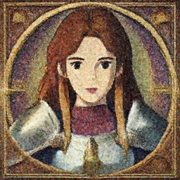 front facing symmetrical centered painted portrait, Imogen Poots as a D&D Paladin, RPG character avatar, fantasy, defined facial features, highly detailed, cel illustration, Kyoto Animation and Studio Ghibli anime screenshot, by Ilya Kuvshinov and Alphonse Mucha