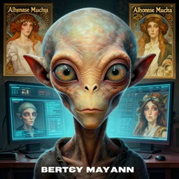 hyperrealist portrait of an ancient old alien with large cruel intelligent eyes and a huge head standing in front of a computer interface by jeremy mann and alphonse mucha and goya, fantasy art, photo realistic, dynamic lighting, artstation, poster, volumetric lighting, very detailed faces, award winning, full face, symmetry