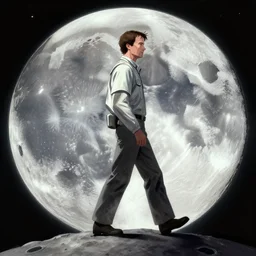 walter white walking on the moon, artstation, by wlop, illustration, drawing, visual novel, painting, 8 k, cinematic lighting, global illumination