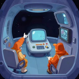 inside a spaceship, from a space themed Serria point and click 2D graphic adventure game, made in 1999, with cartoon style graphics