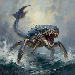 the great Kraken in the rough seas, digital oil painting, featured on artstation, high-res