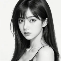 a black and white photo of a beautiful woman, japanese manga style, a hyperrealistic painting by epic character composition, by alessio albi, nina masic, wu daozi, cg society contest winner, hyperrealism, hyper realism, ethereal, deviantart