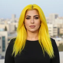 portait of haifa wehbe, yellow hair, hd, centred