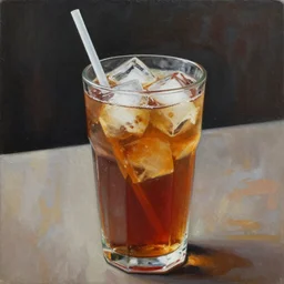 ultra - realistic painting of a drinking ice tea. painted, intricate, ultra detailed.