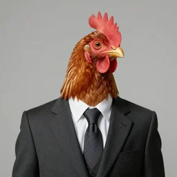a high quality photo of a chicken wearing a suit, Impressionism, 8k