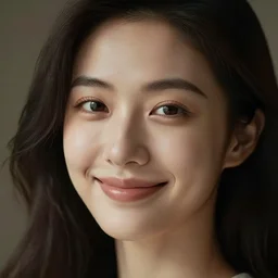 very very very perfect face of a woman, soft skin, shy smile with no teeth