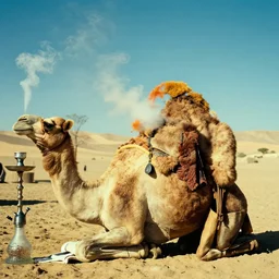 a camel smoking shisha by salvador dali