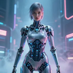portrait of a cyberpunk beautiful woman by Greg Rutkowski, biomechanical, full size highly detailed portrait, futuristic, digital engine, cinematic,8k,luminous, Blade Runner background, vapor