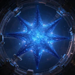 a giant blue star hidden by an artificial megastructure, highly detailed artwork, octane render