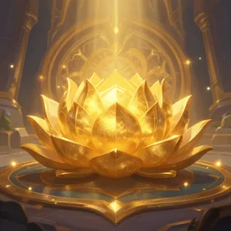 hindu golden lotus, in concept art of main menu loading screen background. for russian mmorpg by katauri, artstation, behance, style of hearthstone