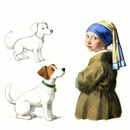 dog by moebius and atey ghailan by james gurney by vermeer by George Stubbs in the of style anime outlines