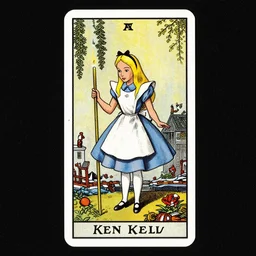 Alice in Wonderland tarot full card by Ken Kelly, Gustave Dore, Roy Thomas