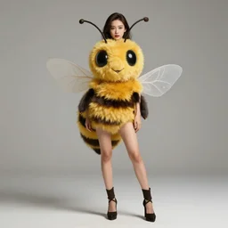 beautiful humanized bee - girl, full length photo, beautiful body, beautiful face, style studio photography, professional photographer, many details, super realistic, high quality, 8 k