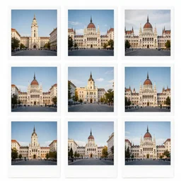 collage of polaroid photographs of ( ( ( ( ( ( ( ( gyor, the most important city of northwest hungary, the capital of gyor - moson - sopron county and western transdanubia region ) ) ) ) ) ) ) ), summer, july of 1 9 7 8