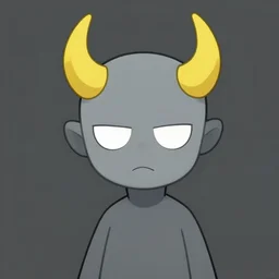 xqc as a homestuck troll, gray skin, yellow horns, detailed portrait