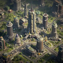 sci-fi city. isometric view, Unreal Engine, Greg Rutkowski, ArtStation, 4k