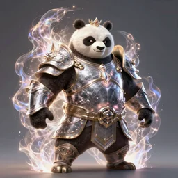 A fierce anthropomorphic panda warrior draped in majestic magical armor pulsing with energy, DnD character art portrait, DeviantArt, Artstation, Character design, intricate artwork by Tooth Wu and greg rutkowski and artgerm, cinematic, hyper realism, high detail, octane render, unreal engine, 8k, Vibrant colors, Smooth gradients, High contrast, depth of field, aperture f2.8