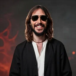 jesus as a rockstar, sunglasses, classy, in hell
