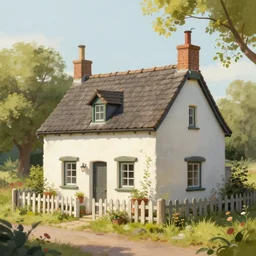 a beautiful matte painting of a little cottage, trending on artstation, 8 k