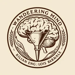 art nouveau logo for a wandering mind, brain, funnel, retro psychology, victo ngai, kilian eng, lois van baarle
