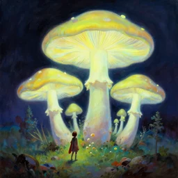 felucia landscape, giant fluorescent mushrooms, painting by ralph mcquarrie