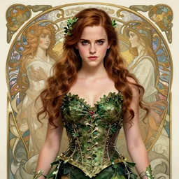 Emma Watson as Poison Ivy, cute, fantasy, intricate, elegant, highly detailed, digital painting, 4k, HDR, concept art, smooth, sharp focus, illustration, art by artgerm and H R Giger and alphonse mucha