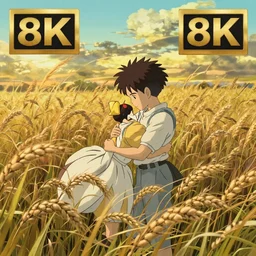 anime, sharp focus, breath taking beautiful, Aesthetically pleasing, field of grain at golden hour, digital concept art by Hayao Miyazaki and Akira Toriyama and Makoto Shinkai and Studio Ghibli, fine art, official media, high definition, illustration, ambient lighting, HDR, HD, 8K, award winning, trending, featured, masterful, dynamic, energetic, lively, elegant, intricate, complex, highly detailed, Richly textured, Rich vivid Color, masterpiece.