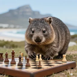wombat playing chess in pringle bay western cape