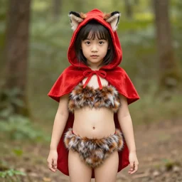adult little red riding hood in a wolf fur bikini