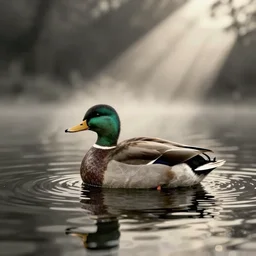 un canard sur un lac, dessin de compte pour enfants