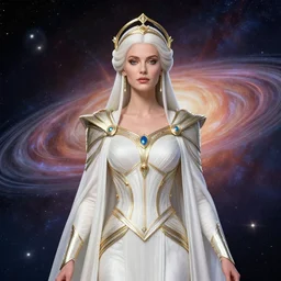 portrait of the powerful empress of the solar system in the style of anna dittmann and in the style of pascal blanche. glowing, ornate and intricate linework, stunning, dynamic lighting, ultrafine and hyperdetailed.