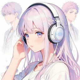 girl with headphones, very anime!!! anime!! intricate details, aesthetically pleasing pastel colors, art by conrad roset and ilya kuvshinov