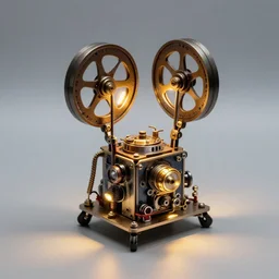 tiny mechanical movie prop with led lights, intricate and detailed