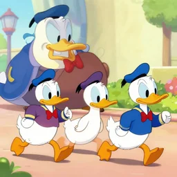 huey dewey and louie running away from angry donald duck