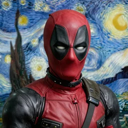 deadpool, portrait, smooth, sharp focus, beautifully detailed, by vincent van gogh