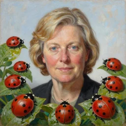 painting of lindsey graham surrounded by ladybugs. masterpiece by rembrandt.