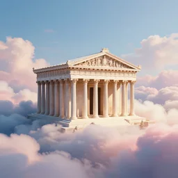 beautiful digital illustration of classical roman temple in a sea of clouds by Andreas Rocha, fluffy pastel clouds, establishing shot, cinematic, architecture, concept art, deviantArt, artsation, artstation HQ, HD, 16k resolution, smooth, sharp detail, amazing depth, octane, finalRender, Unreal Engine