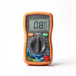 embroidered multimeter, stylized 3d render, isolated on a pure white background, centered, entire object in frame, sharp focus, soft studio lighting