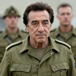 Danny Devito as a soldier in a movie directed by Christopher Nolan, movie still frame, promotional image, imax 70 mm footage