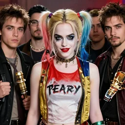A badass and beautiful photo of emma watson as Harley Quinn by nuri iyem, james gurney, james jean, greg rutkowski, anato finnstark. hyper detailed, 50mm, award winning photography.
