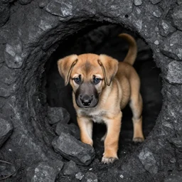 puppy working in a coal mine,