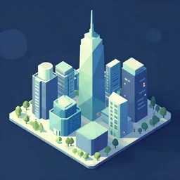 isometric city by james jean, geometric, low poly